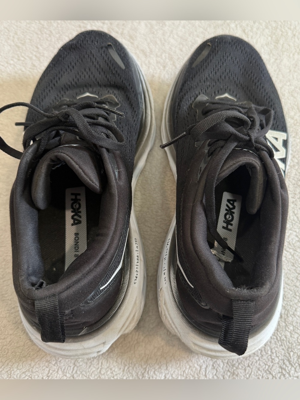 Hoka Bondi 8 Womens Sneakers Running Shoes Size 7.5 Black/White Athletic - Picture 10 of 13